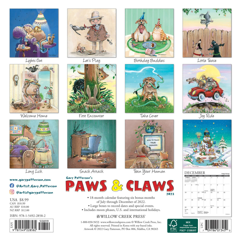 2023 Paws Claws Gary Patterson Mini Calendar Desk Calendars 