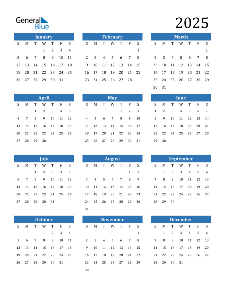 2025 Calendar Printable Customize And Print