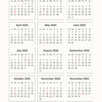 2025 One Page Calendar Enchanted Learning