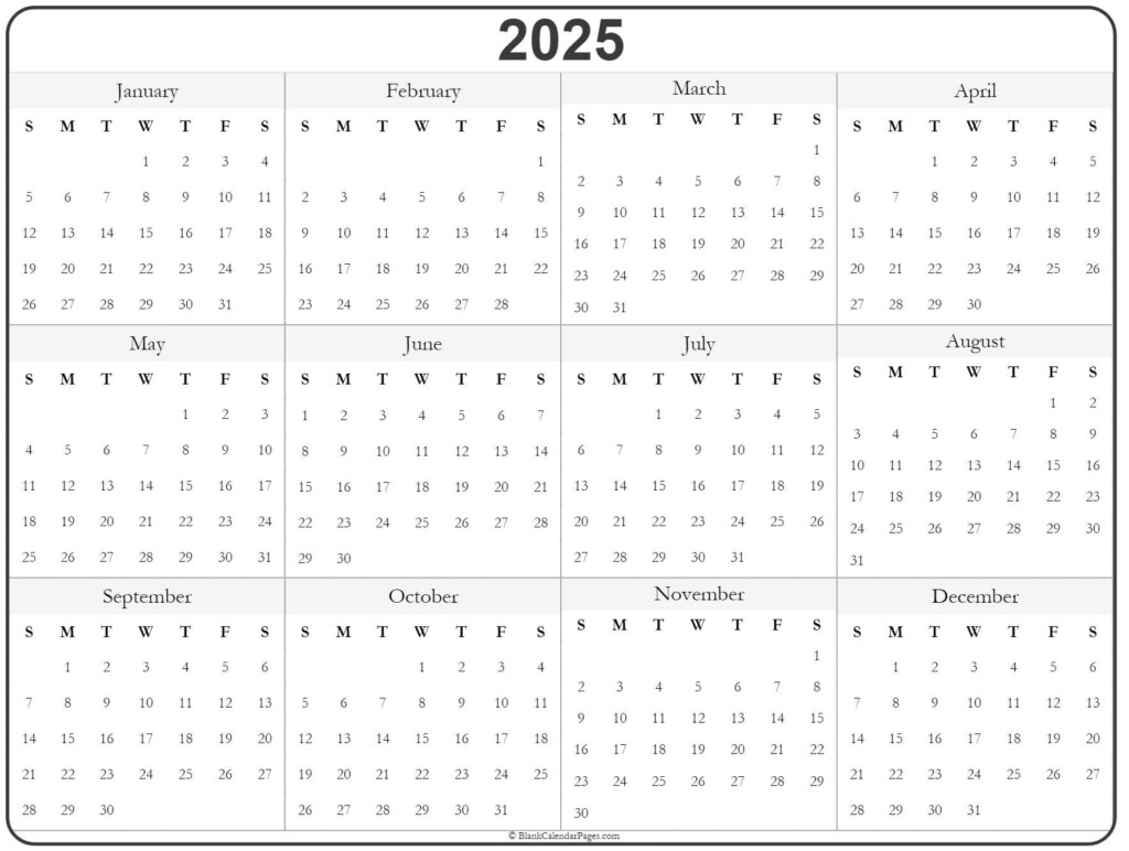 2025 Printable Calendar One Page