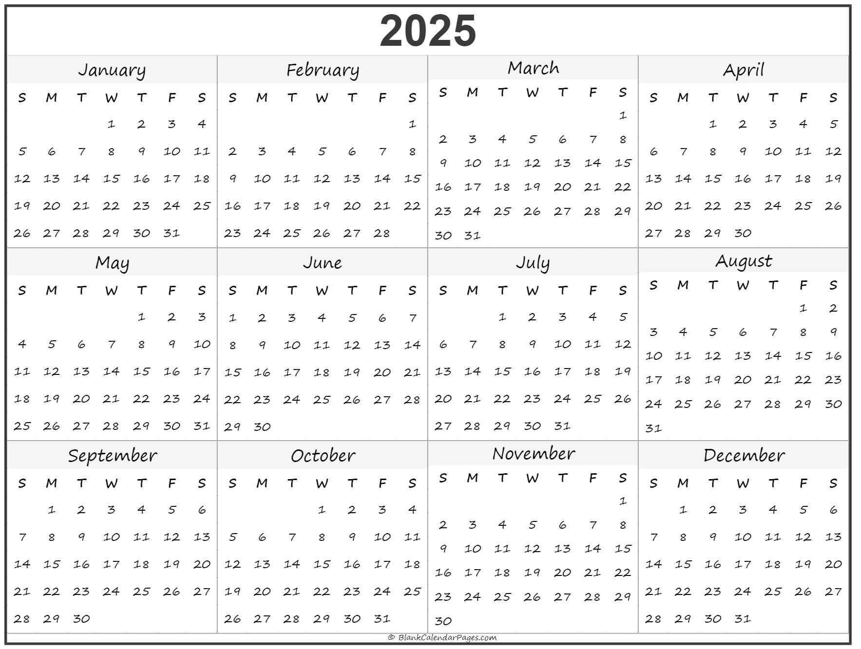 2025 Calendar Printable Whole Year - Web Page Calendar