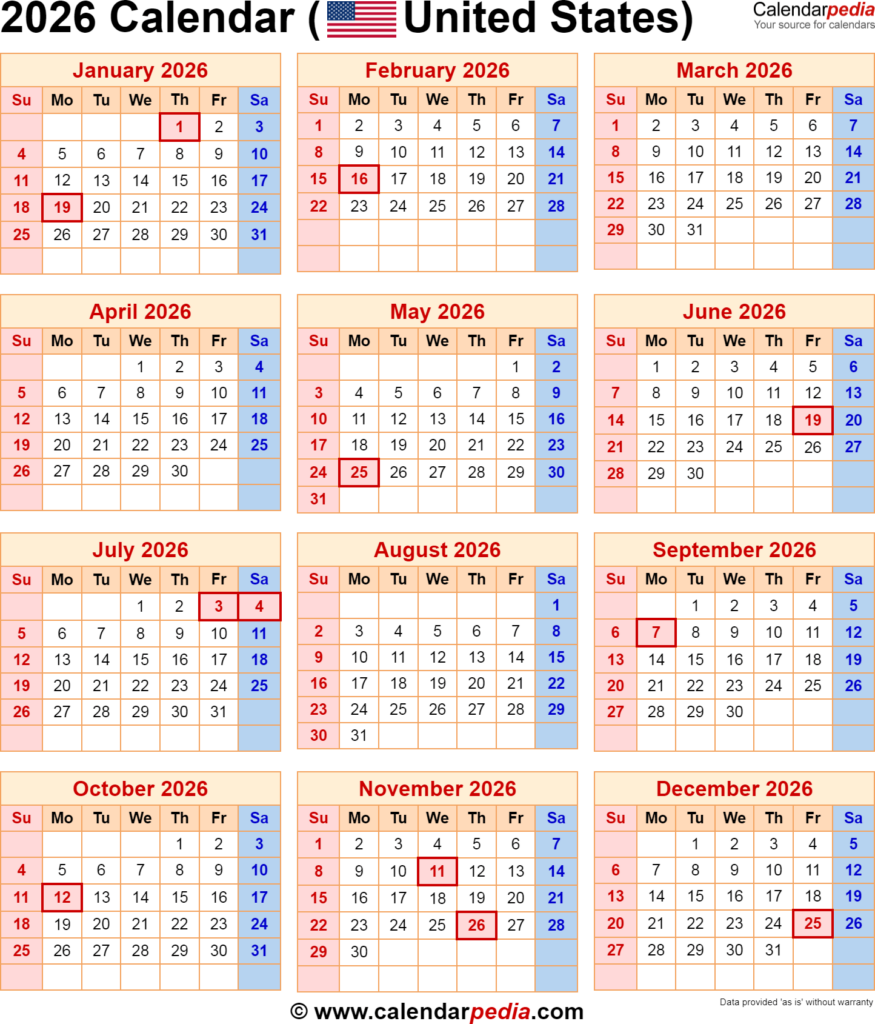 2026 Calendar Printable Printable Templates