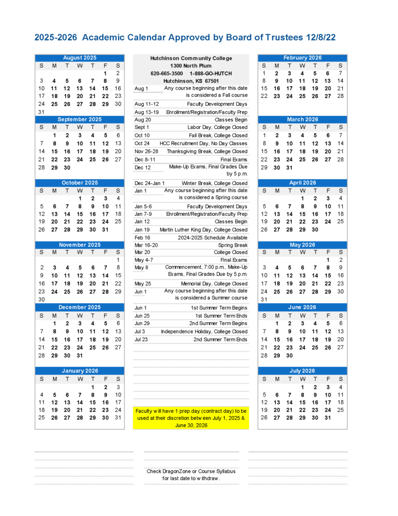 Academic Calendar 2025 2026