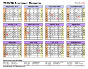 Academic Calendars 2025 2026 Free Printable PDF Templates