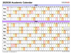 Academic Calendars 2025 2026 Free Printable Word Templates