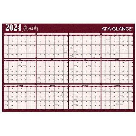 At A Glance Erasable Reversible Horizontal Yearly Wall Planner
