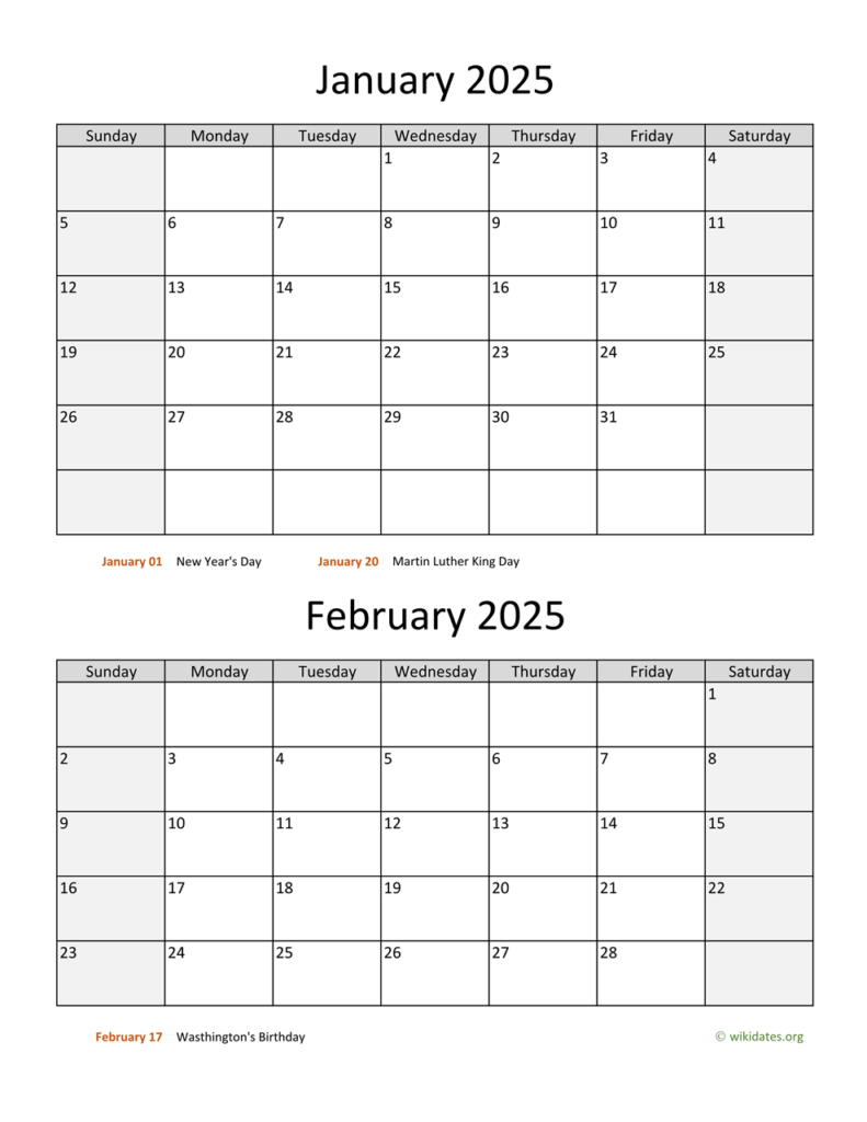 Calendar 2025 January And February Eugine Michelle