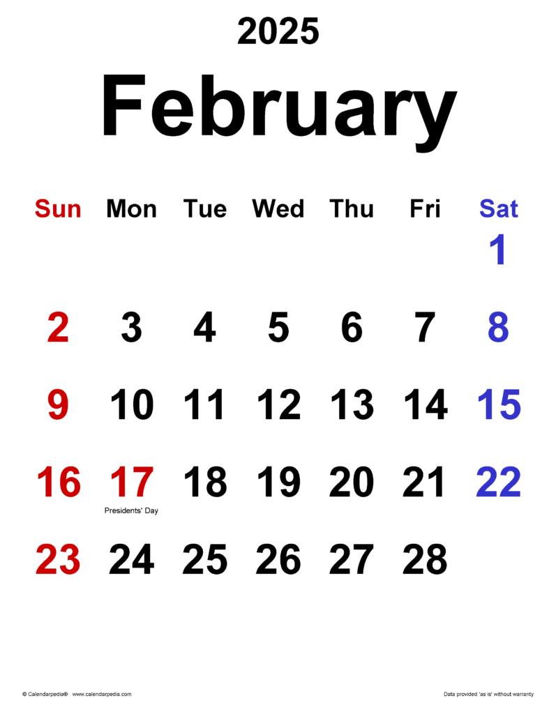 February 2025 Free Calendar Bank2home