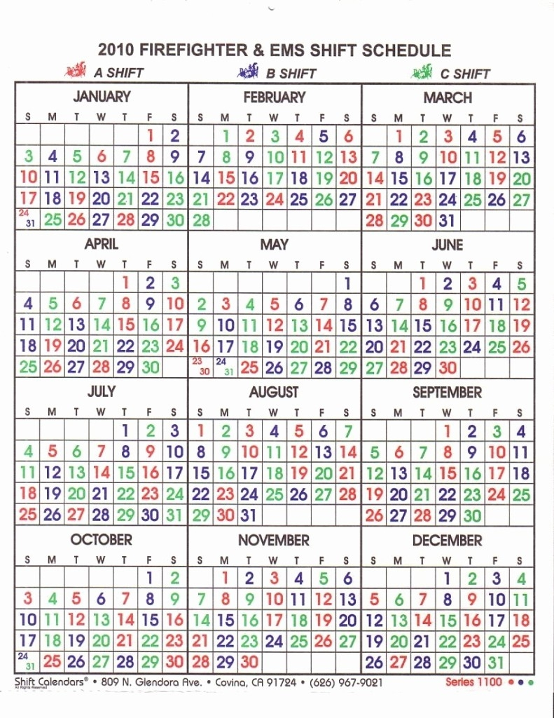 Firefighter Shift Calendar Template Calendar Template Printable