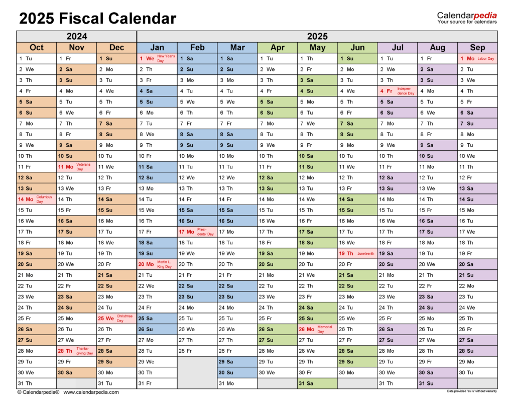 Fiscal Calendars 2025 Free Printable PDF Templates