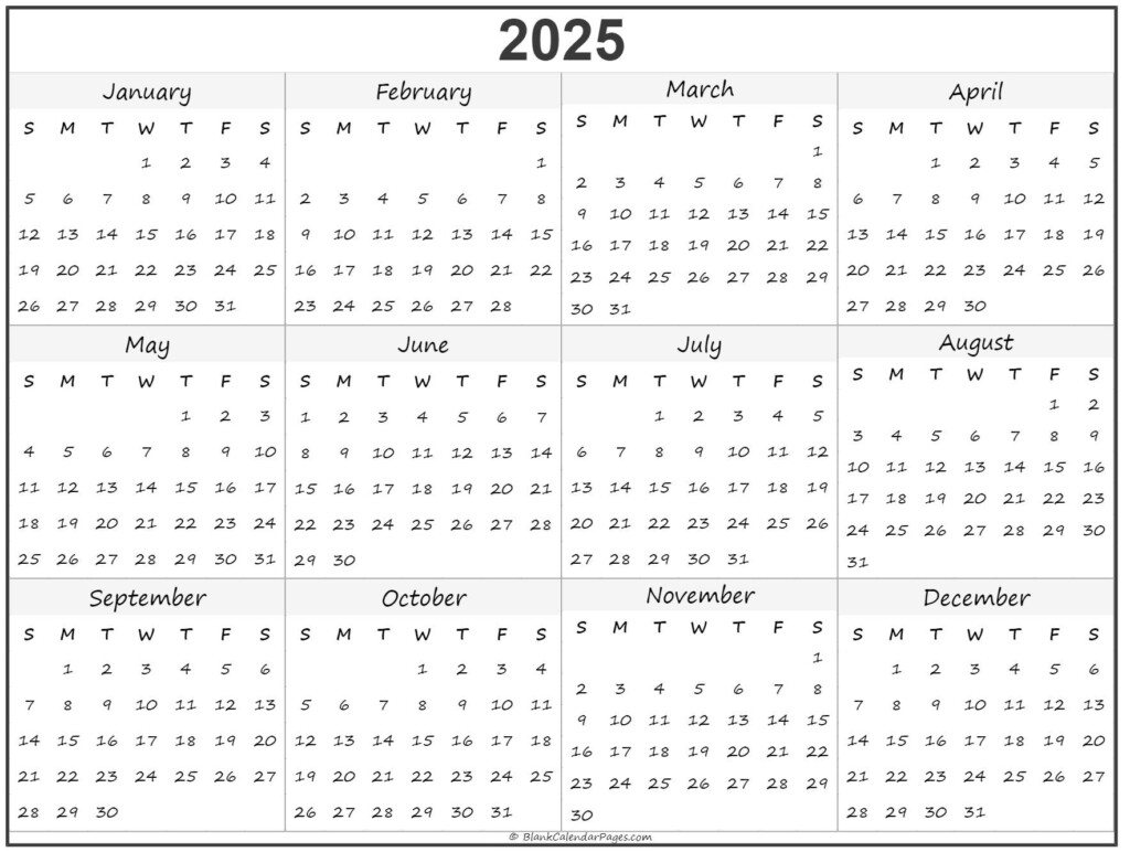 Free Printable Yearly Calendar 2025