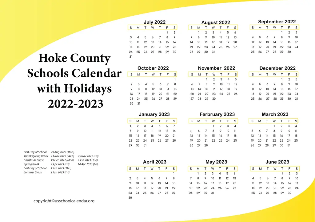 Hoke County Schools Holidays US School Calendar