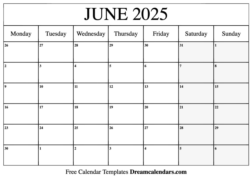 June 2025 Calendar Free Blank Printable With Holidays