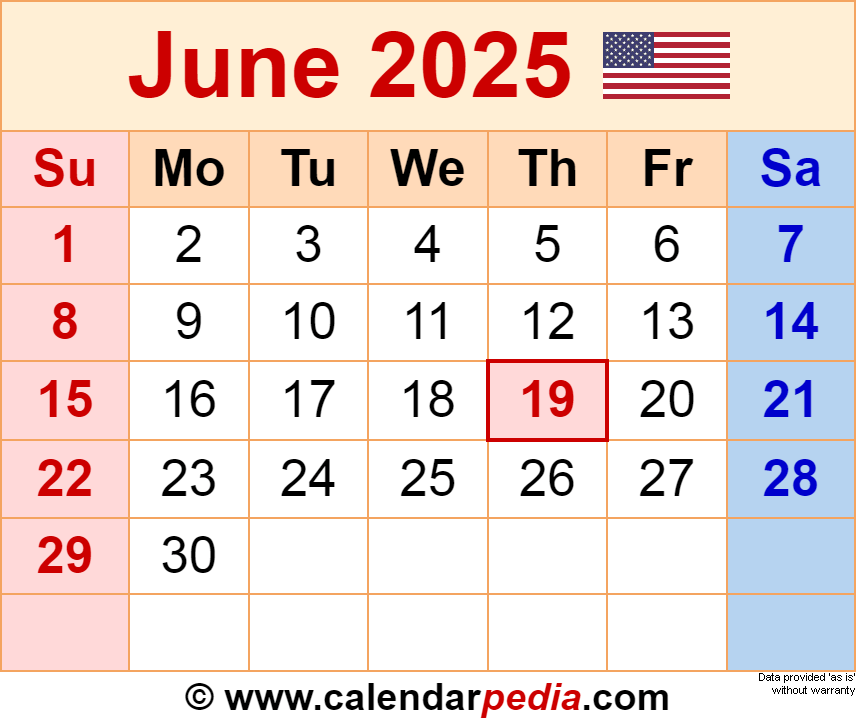 June 2025 Calendar Templates For Word Excel And PDF