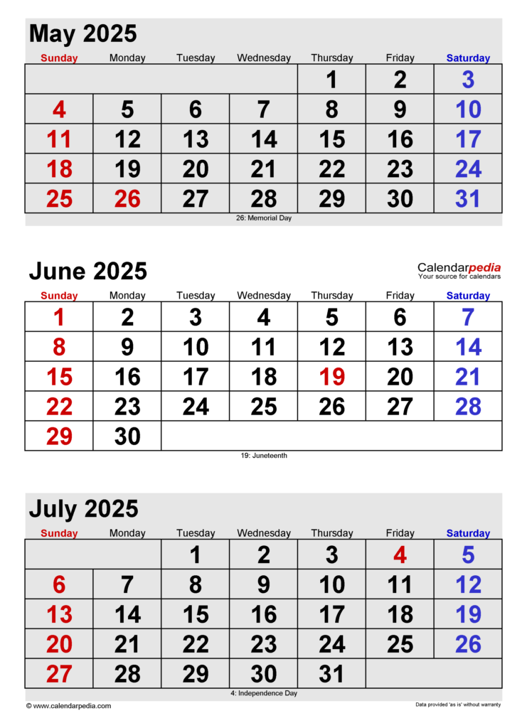 June 2025 Calendar Templates For Word Excel And PDF