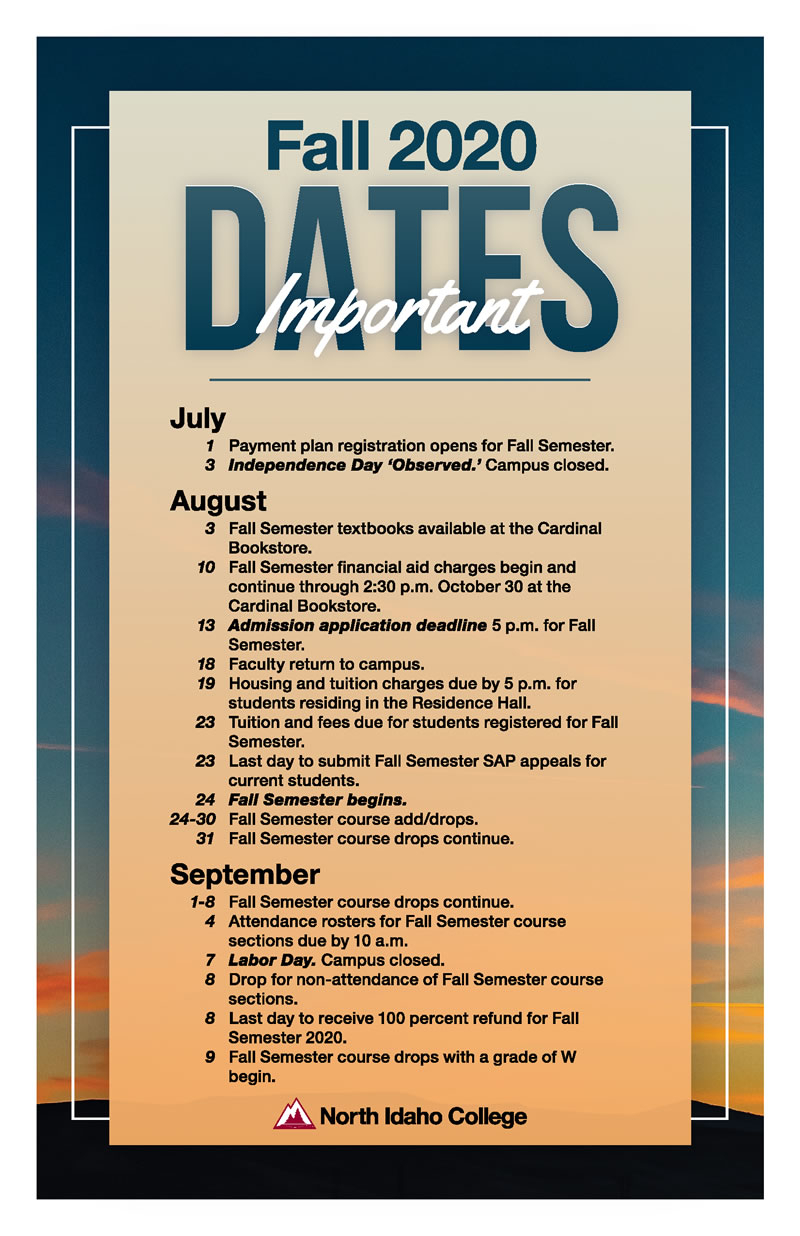 North Idaho College Calendar 20252026 Web Page Calendar