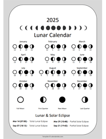 Printable Lunar Calendar 2025 Free Printable Templates
