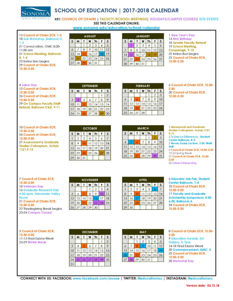 Sonoma State University Calendar