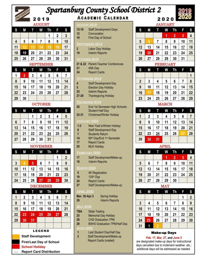 Spartanburg District 7 Calendar Printable Word Searches