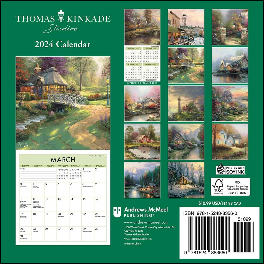 Thomas Kinkade Studios 2024 Mini Wall Calendar Book Summary Video 