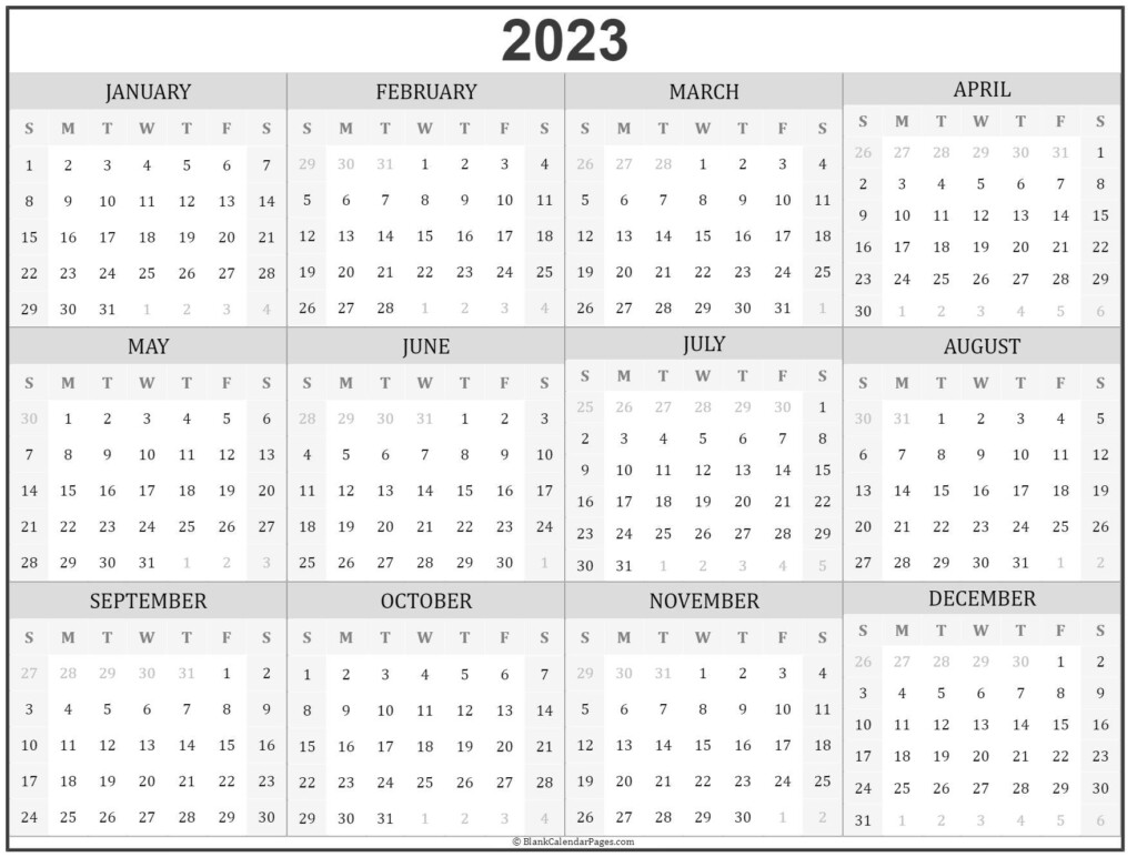 2023 Year Calendar Yearly Printable 2023 Calendar Blank Printable 