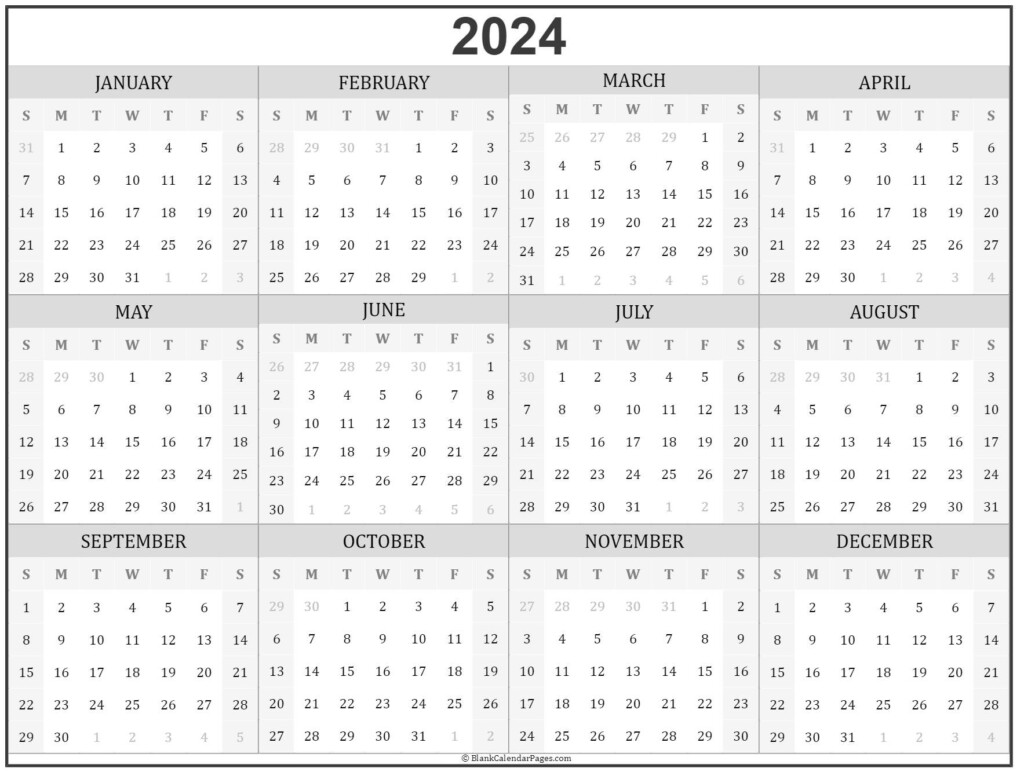 2024 Year Calendar Yearly Printable 2024 Calendar Printable