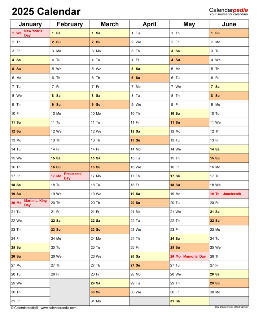 2025 Calendar Free Printable Word Templates Calendarpedia