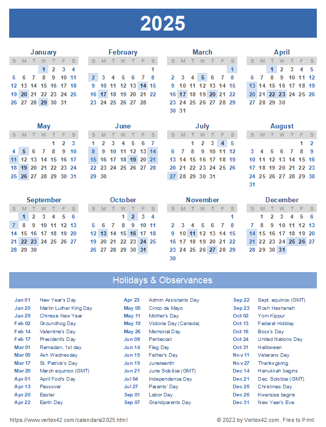 2025 Printable Calendar With Holidays Porn Sex Picture Free Download 