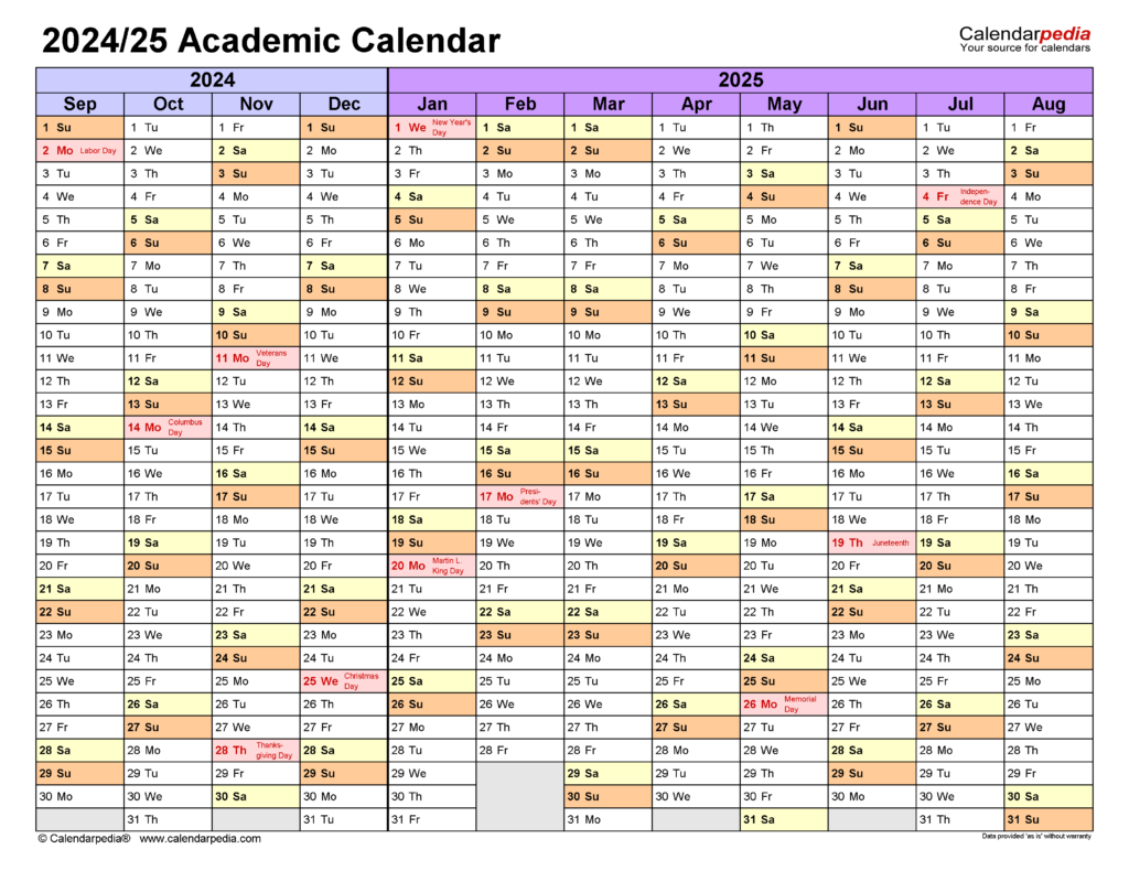 Academic Calendars 2024 2025 Free Printable Pdf Templates PELAJARAN