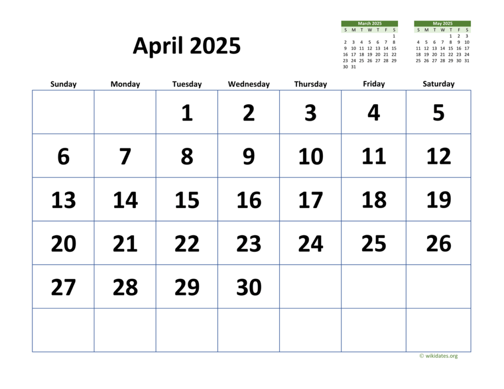 April 2025 Calendar