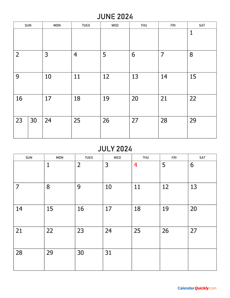 Calendar July 2024 June 2024 Printable 2024 CALENDAR PRINTABLE