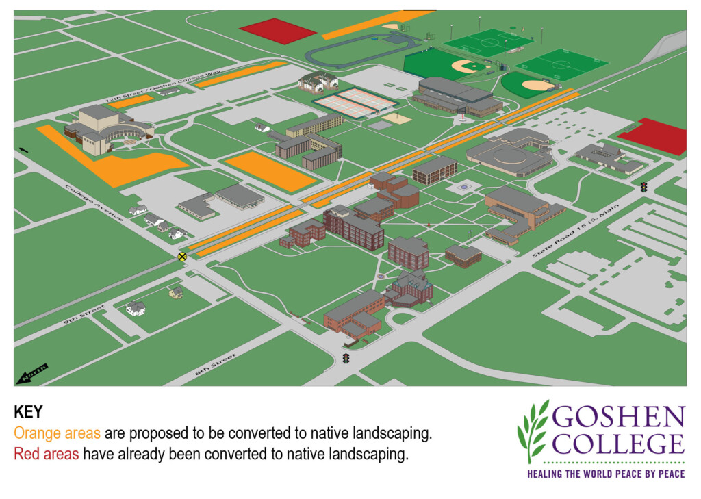 Campus Map Native Plantings Sustainability Goshen College