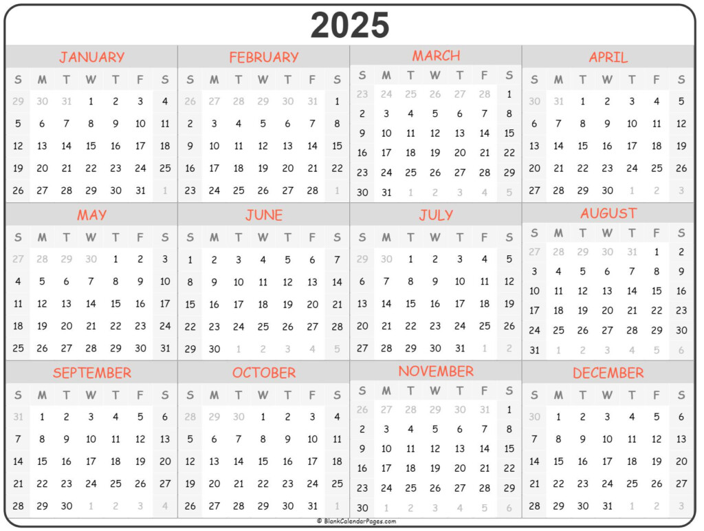 Free Printable Yearly Calendar 2025 Download Editable Printable 2025