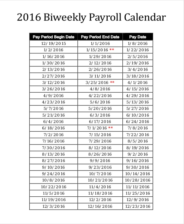 Pay Schedule Template