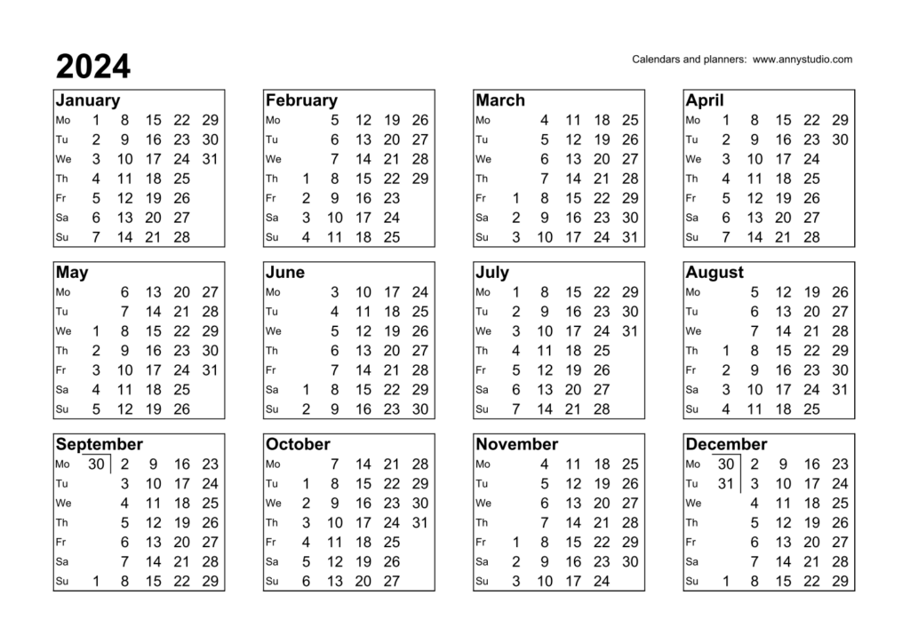 Printable 2024 Calendar With Week Numbers Calendar 2024