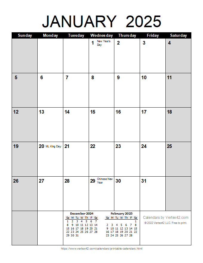 Printable January 2025 Calendar Free Printable Calend Vrogue co