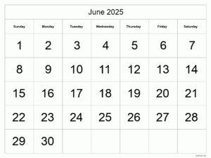 Printable June 2025 Calendar Free Printable Calendars