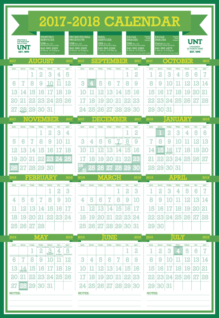 Prospective UNT 2017 18 Academic Calendar On Behance