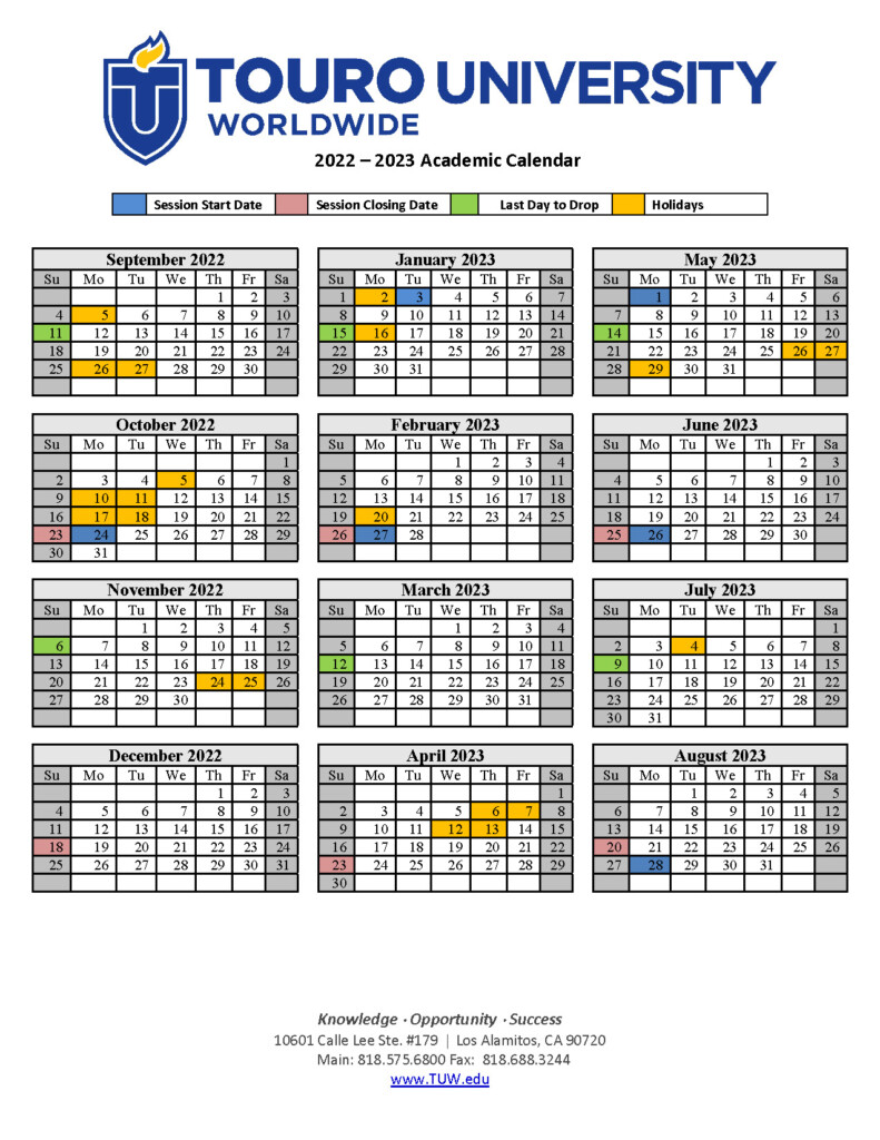 Touro Academic Calendar 2022 2023 2023 Calendar