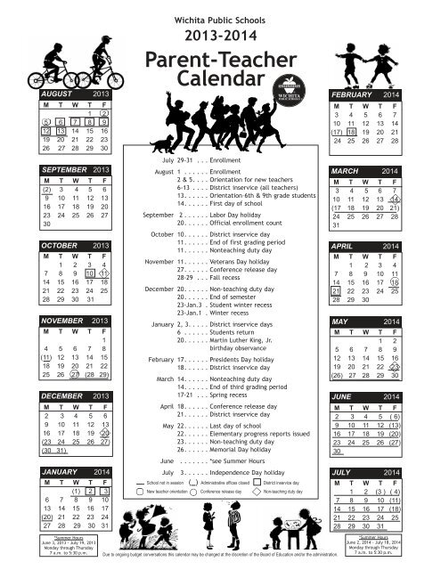 USD259 Calendar Wichita Public Schools