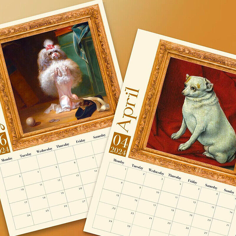 Weird Medieval Dogs Calendar 2024 Dog Wall Caledar Funny Dogs Wall 