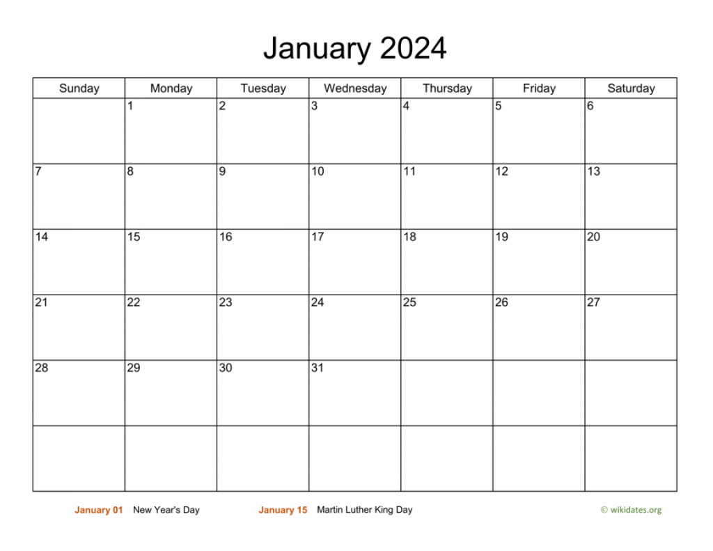 Wiki Calendar January 2024 With Holidays Holiday Calendar Calendar