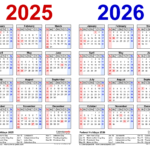 2025 2026 Two Year Calendar Free Printable Word Templates