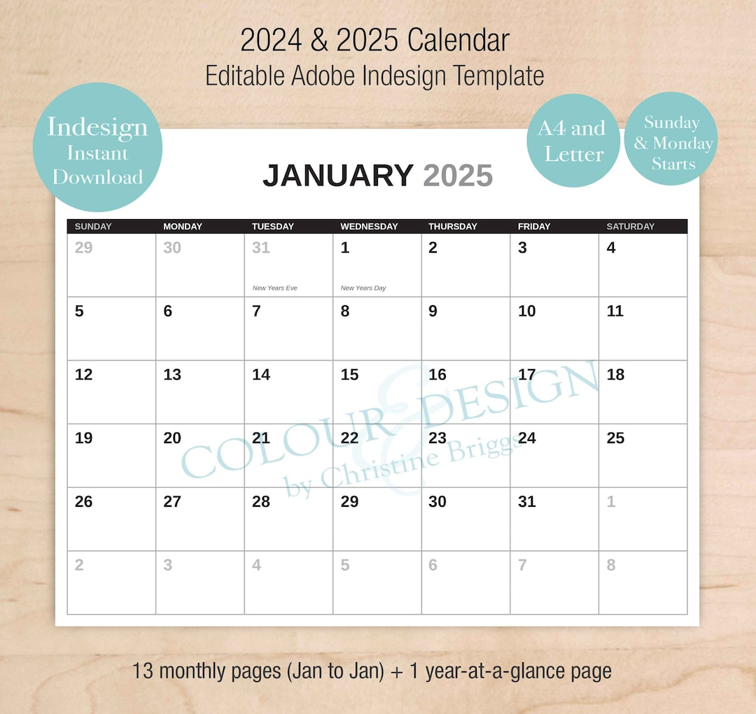 Indesign 2025 Calendar Template Free