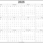 2025 Year Calendar Yearly Printable