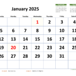 January 2025 Calendar With Extra large Dates WikiDates