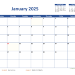 Monthly 2025 Calendar Classic WikiDates