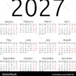 2027 Year Calendar