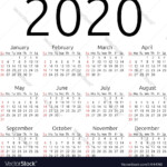 Calendar 2020 Sunday Royalty Free Vector Image