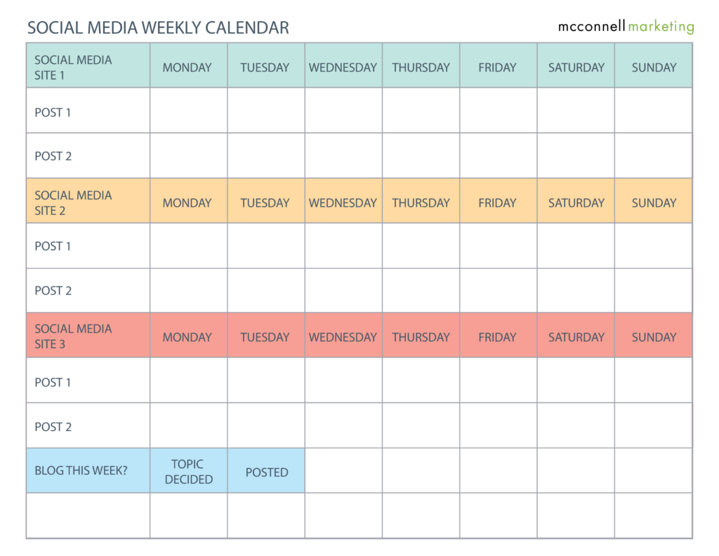 Downloadable Printable Social Media Calendar Template Stay Organized 